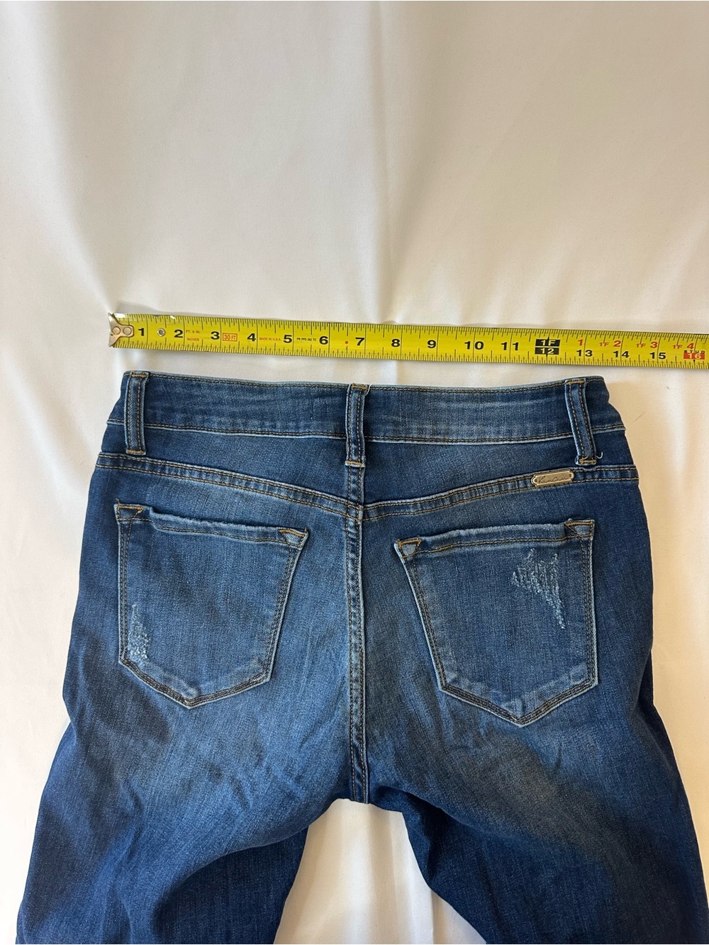KanCan Dark Blue Distressed Skinny Jeans with Leopard Cuff - Picture 5 of 7